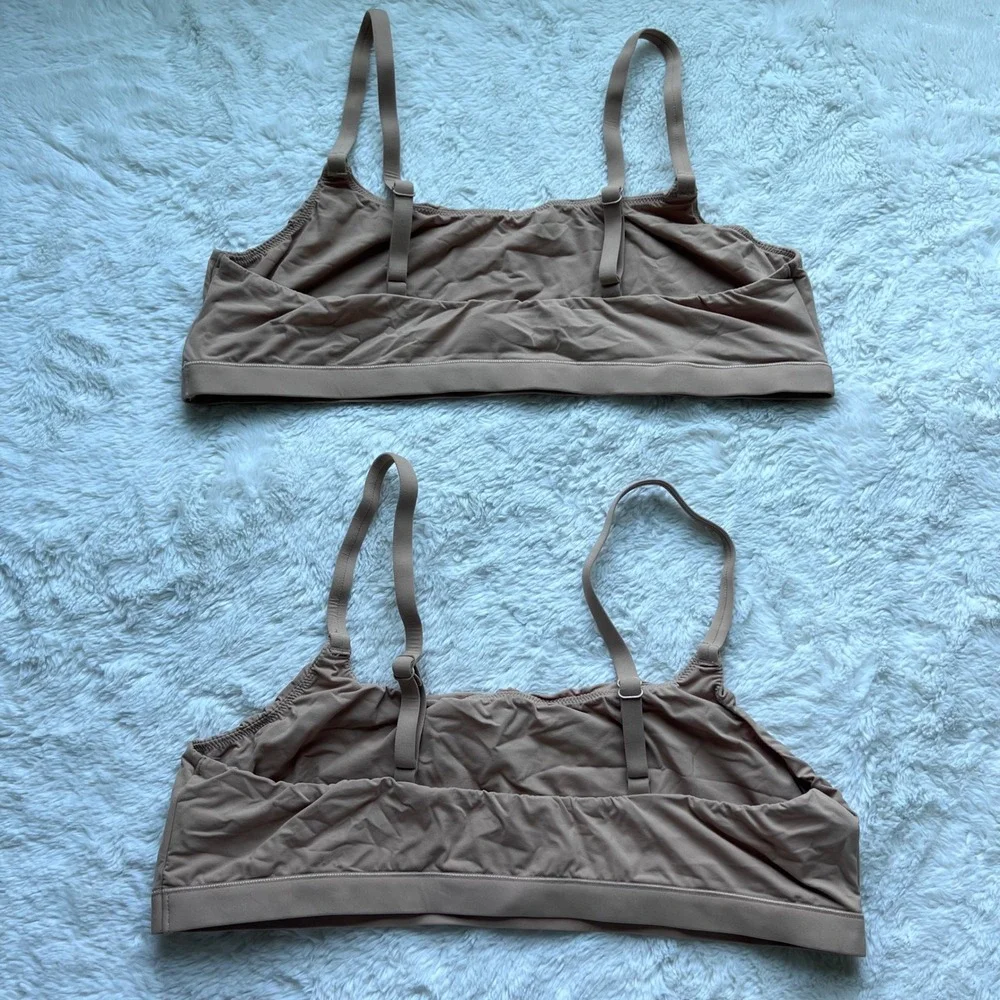 Quince 2 Pack Ultra-Soft Wireless Bralettes Tan Nude  Large CMSL001 Adjustable